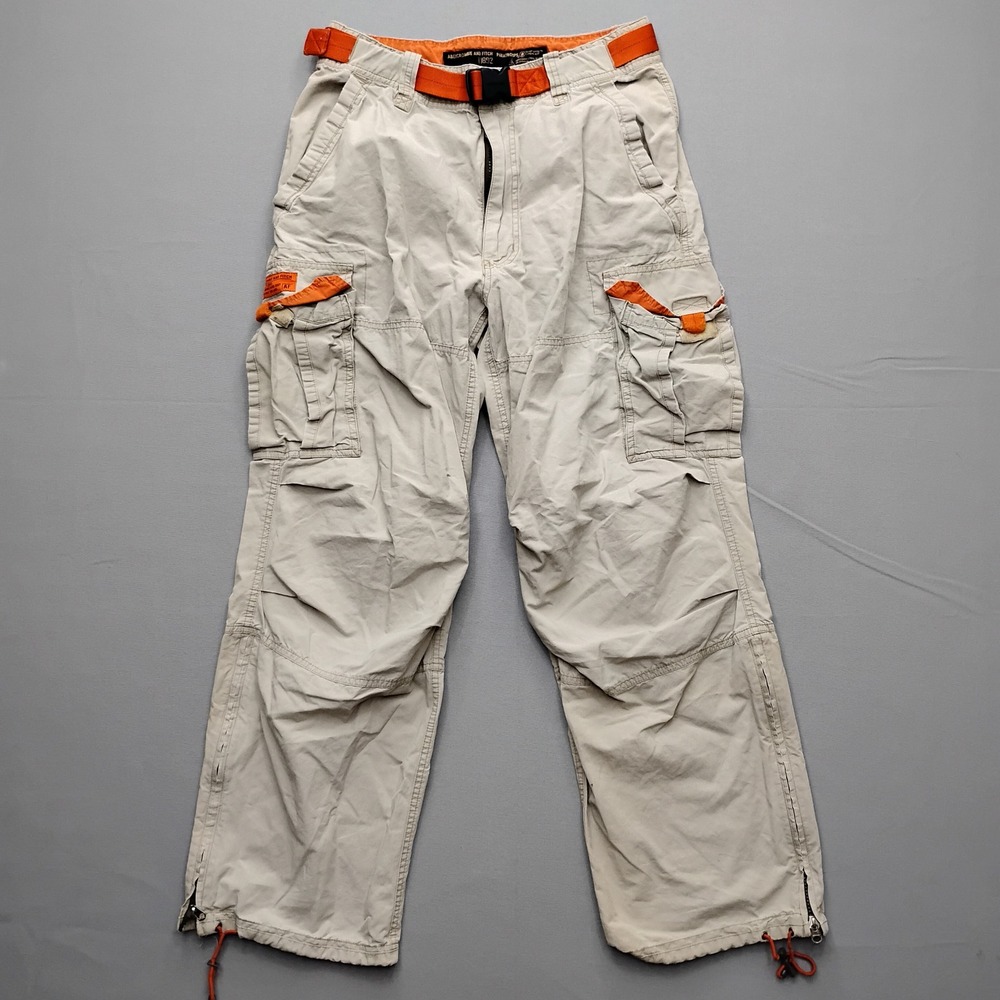 Abercrombie & Fitch Paratroops Mens Cargo Pants Beige Orange Small 31x30